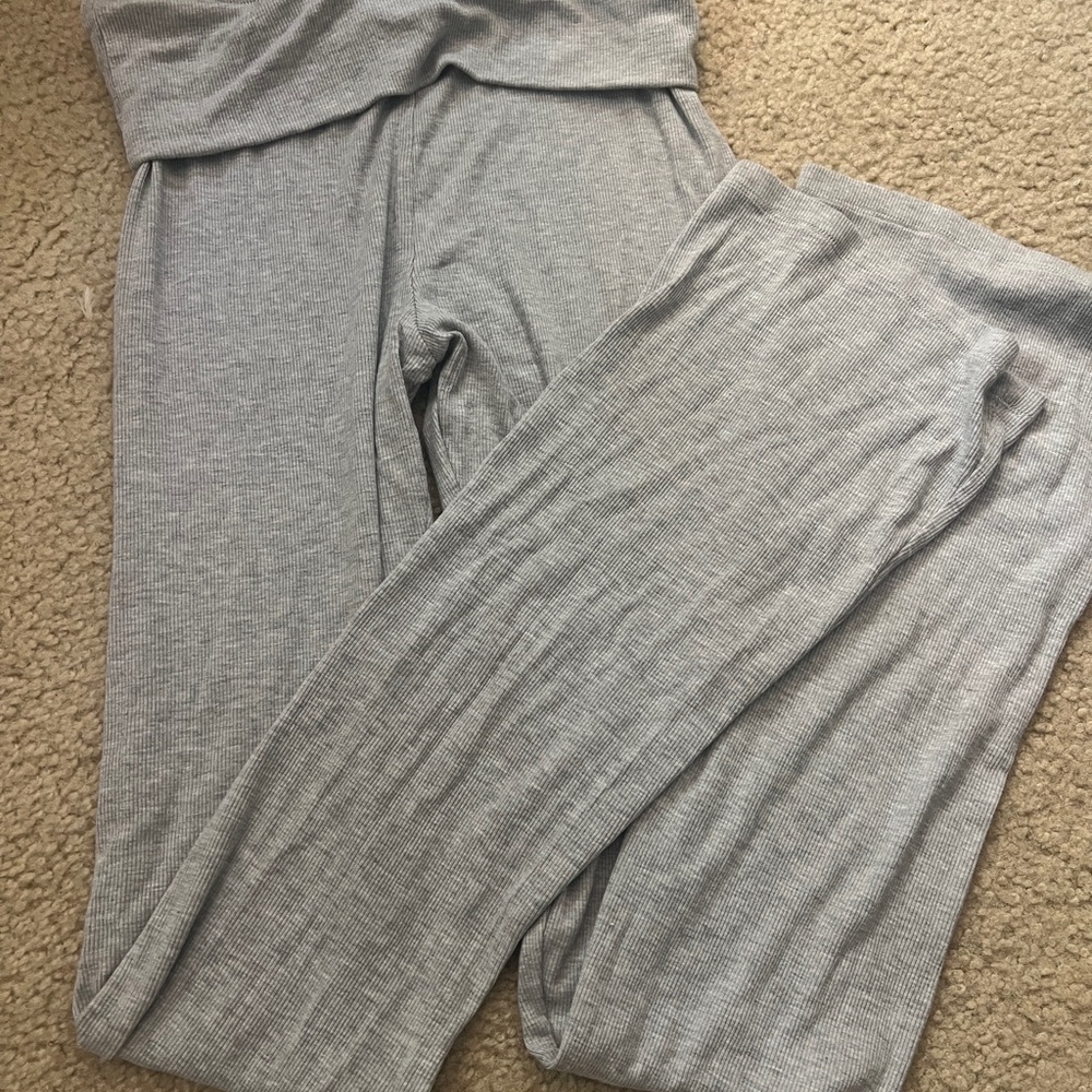 Set Active Ribbed Modal Body Foldover Pants